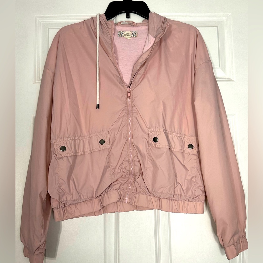 Pink Republic light pink SOFT lined rain jacket, size small